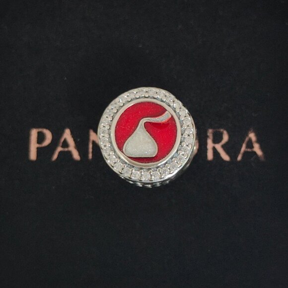 Pandora KISSES Chocolate Red Bead Charm Bracelet Pendant S925 Silver with box - Picture 1 of 7